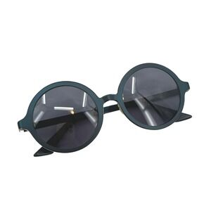 Capuchin Round Sunglasses Teal Blue Matte Metal Circle Frames 50-20-140-48
